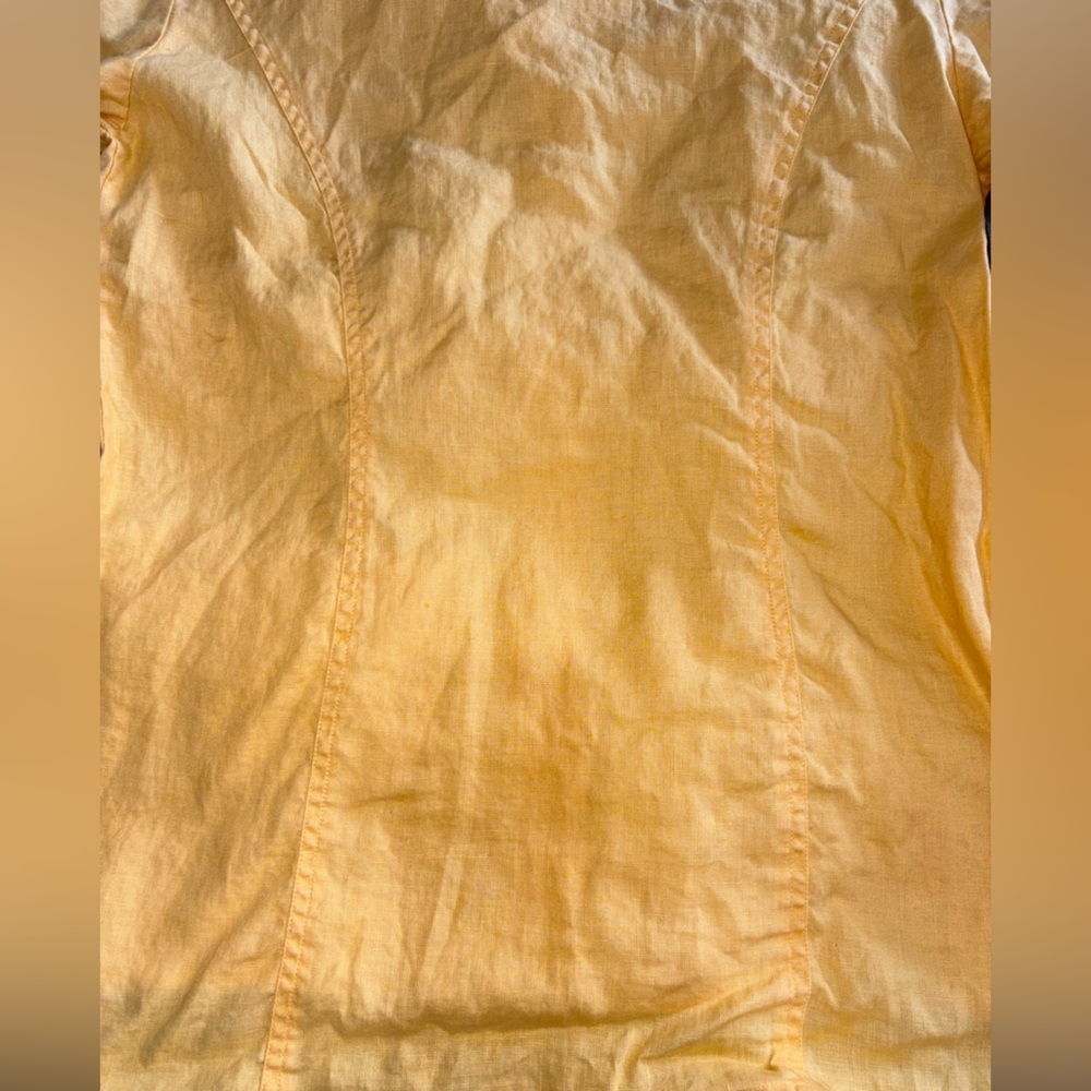Coldwater Creek 100% Linen Tunic Top Yellow Petite Small PS Pocket Lightweight - Picture 12 of 12